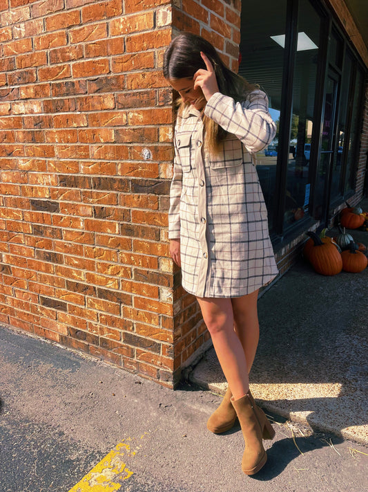 Checkered Button Up Long Jacket